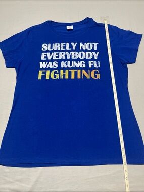 Port and Company Blue Short Sleeve Tee with Gold Print